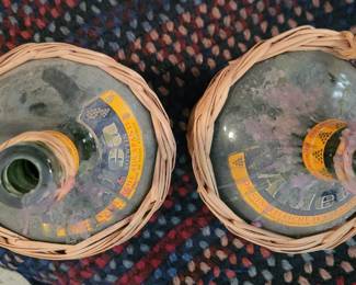 Wine bottles in baskets 