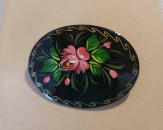 Vintage hand painted wood pin