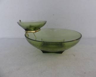 Vintage MCM Hazel-Atlas "Colony Green" Chip & Dip Set