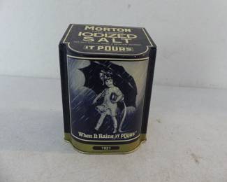 Morton's Iodized Salt 1921 Advertisement Tin Fitted as Music Box - Plays "Raindrops Keep Falling on My Head"