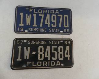 Vintage 1966 & 1967 Florida License Plates