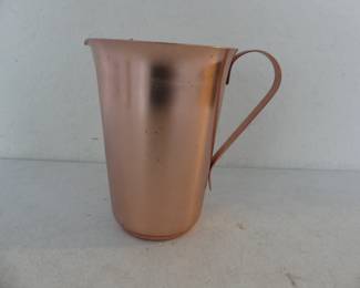 Vintage MCM Copper Anocized Aluminum Pitcher with Ice Lip