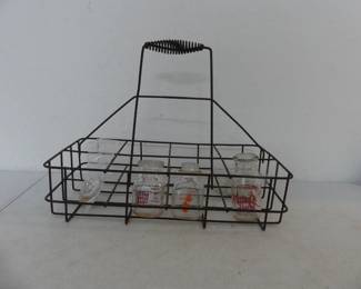 Vintage ½-Pint Milk & Individual Creamer Bottles, Bottle Seals and 8-Bottle Coil Handle Carrier