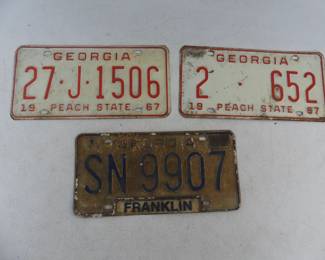 Vintage 1967 (2) & 1971 Georgia License Plates