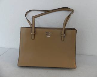 DKNY Tan 100% Leather Shoulder Bag - Strap Drop 11"