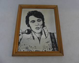 Vintage Framed Elvis Presley Mirror - 16" x 13"