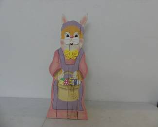 Vintage Free Standing "Picket Fence" Easter Bunny Décoration