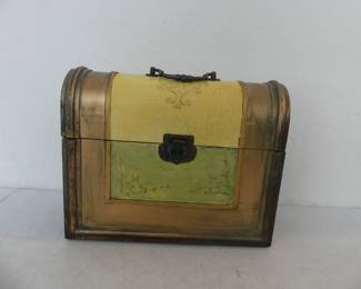 Vintage Painted Possibly Magazine Box or Decorative Storage Dome Top Trunk Shape - 14" x 5½" x 11½"