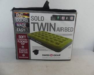 Swiss + Gear Solo Twin Air Bed - Flocked Top, Indoor/Outdoor, Inflates in 1 Minute or Less - New in Package