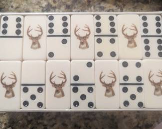 Set Of Stag Deer Head Dominoes 
No. 616 Standard Marble Like Made In USA