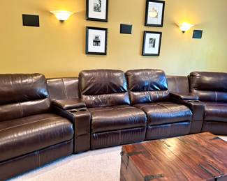Leather Theater Sectional Reclining Sofa