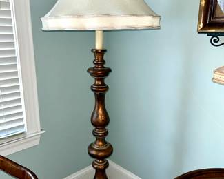 Bronze Toned Floor Lamp with Silk Shade