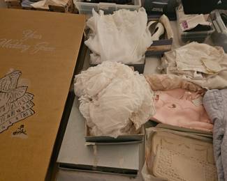 Antique Lace Items - Christening Dress, Others