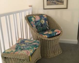 Wicker chair and bench
