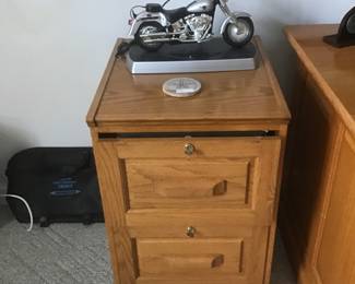Oak file cabinet, motorcycle phone