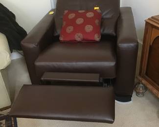 Electric brown leather recliner