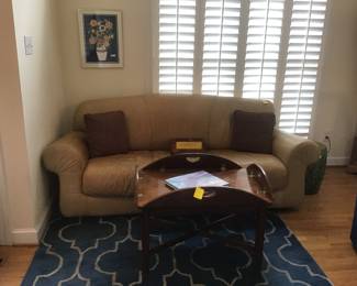 Leather sofa, butler table, etc.