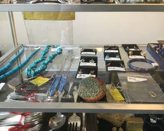 Turquoise jewelry, earrings, pins etc.