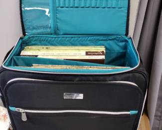recollection rolling tote loaded with scrapbooking accessories. 