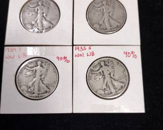 Walking Liberty half dollars.