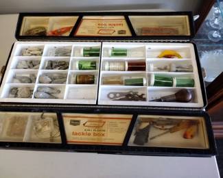 Vintage tackle box with lures