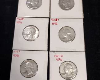 Washington silver quarters 90%.