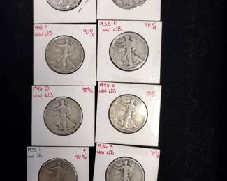 Walking Liberty half dollars.