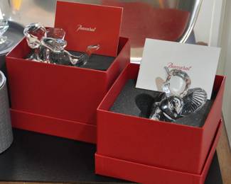Baccarat crystal angels, one with repaired foot
