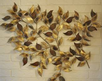 Mid century brass leaves decor