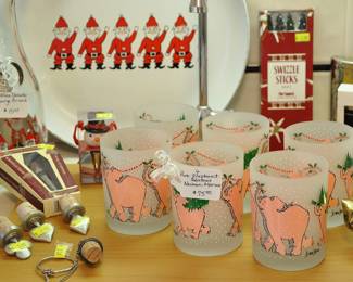 Neiman Marcus pink elephant glasses