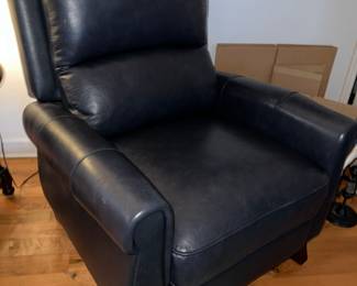 Leather reclining chair, navy blue, has wear $60