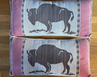 Pair of Buffalo Themed Lumbar Pillows.