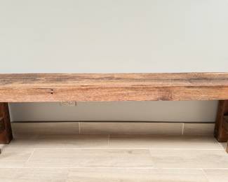 Rustic Reclaimed Upcycled-Wood Bench. Measures 74" W x 14"D x 21.5" H. Photo 1 of 4.