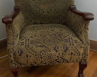 Round Top Antique Festival Sourced Club Chair with Claw Feet. Measures 26" W x 26" D. Photo 1 of 4.