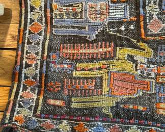 Vintage Soumak Tribal Rug. Can Be Used As Rug or Use Velcro Attachment For Wall Hanging. Measures 4' x 10'. Photo 2 of 3.