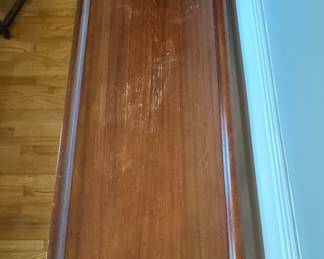 Cherry Finish Console. THIS BABY IS RIPE FOR A MAKEOVER! Measures 48" W x 18" D x 29" H. Photo 3 of 3.