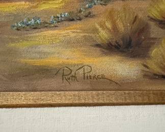 Ruth Pierce, Untitled Landscape. Oil on Canvas. Measures 15.5" x 11.5"; 19" x 23" Including Frame. Photo 2 of 2.