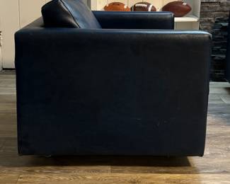 Pair of Blue Vegan Leather Club Chair on Casters. Each Measures 32" W x 33" D. Photo 2 of 2.