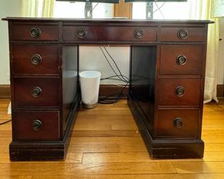 Vintage Leather Top Writing Desk. Measures 44" W x 23" D x 30" H. Photo 1 of 4.