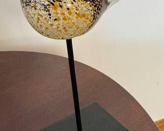 Glass Bird on Stand.