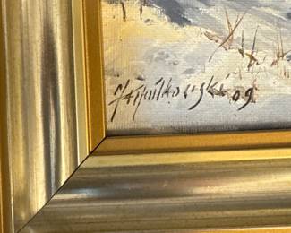 "Warsaw Barn." Oil on Canvas. Signed By Artist. Photo 2 of 2.