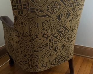 Round Top Antique Festival Sourced Club Chair with Claw Feet. Measures 26" W x 26" D. Photo 3 of 4.