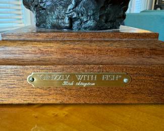 Bob Stayton, "Grizzly With Fish," Bronze #22 of 25. Measures 5" x 5" x 8" H including Stand. Photo 2 of 2.