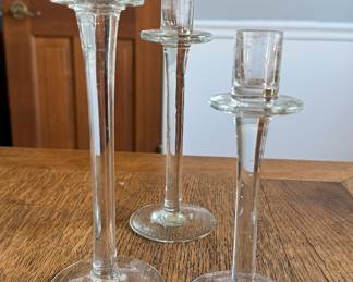 Glass Taper Candleholders. Two Available in Each Size.
