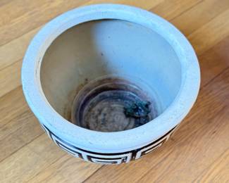 Grecian Pattern Glazed Terracota Planter. Signed By Artist. Photo 2 of 3.