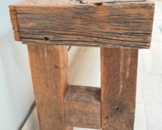 Rustic Reclaimed Upcycled-Wood Bench. Measures 74" W x 14"D x 21.5" H. Photo 4 of 4.
