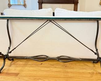 Spanish-Made Wrought Iron Glass-Style "Horse Bit" Console Table In The Style of Hermes. Photo 1 of 6.