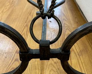 Spanish-Made Wrought Iron Glass-Style "Horse Bit" Console Table In The Style of Hermes. Photo 6 of 6.