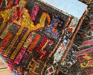 Vintage Soumak Tribal Rug. Can Be Used As Rug or Use Velcro Attachment For Wall Hanging. Measures 4' x 10'. Photo 3 of 3.