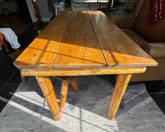 Vintage Pine Log Frame Dining Table. Measures 32" W x 72" L 30" H with 26" Clearance. Photo 3 of 4.